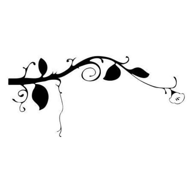 Painting template branch 2374 - Graphic design featuring a branch shape with leaves and spiral elements.