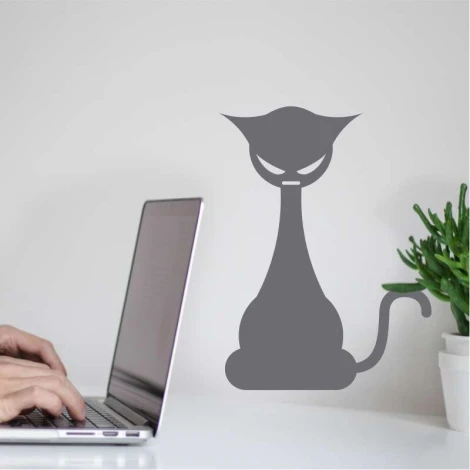Cat painting template 2343 - Graphic design featuring a cat silhouette with clear outlines, long neck, and pointed ears.