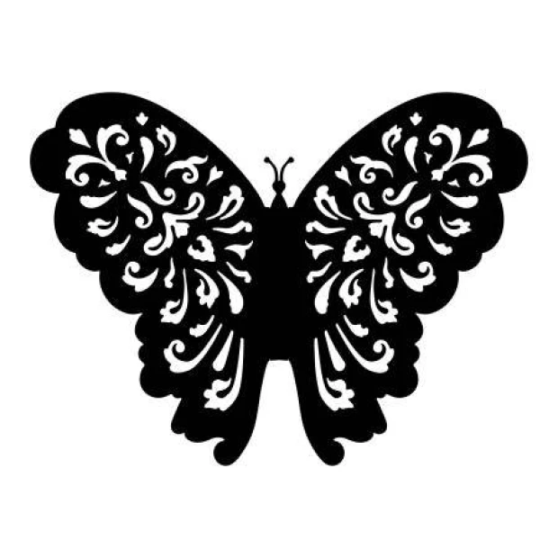 Butterfly ornament painting template 2360 - Graphic design with a symmetrical butterfly motif and intricate details.