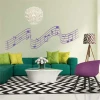 Musical notes painting template 2265 - Living room setup with light walls and furniture in shades of green and purple.