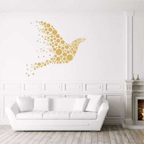 Abstract wall template dove 2364 - Graphic design. Dove shape created from circles of varying sizes.