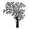 Wall template tree 2381 - Graphic design featuring a tree with a branched trunk and dense leaves.