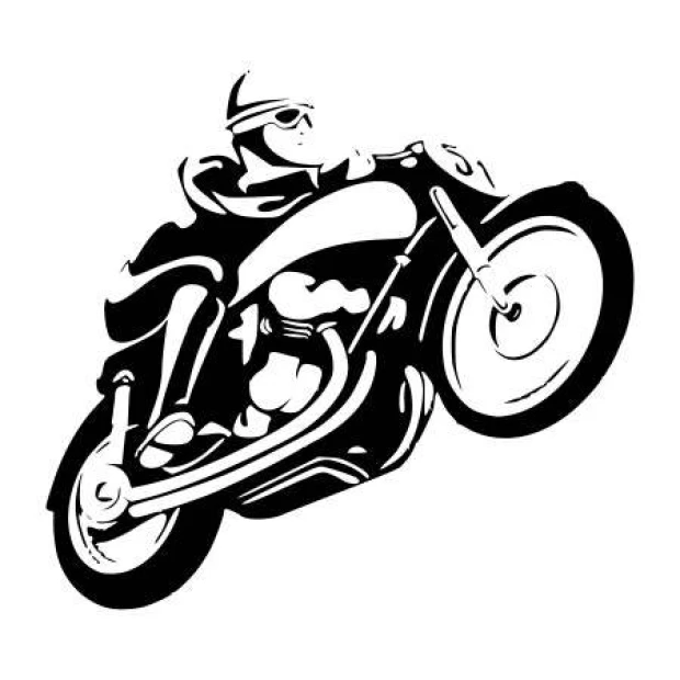 Vintage motorcycle wall template 2333 - Graphic design featuring a moving motorcycle with clear lines and dynamic composition.