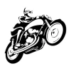 Vintage motorcycle wall template 2333 - Graphic design featuring a moving motorcycle with clear lines and dynamic composition.