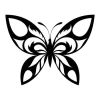 Butterfly wall template 2353 - Graphic design featuring a butterfly with symmetrical wings filled with spiral and wavy lines.