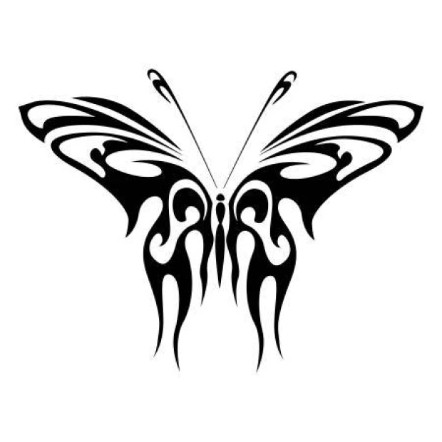 Butterfly wall template 2359 - Graphic design. Symmetrical wings with wavy lines and ornaments.