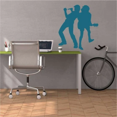 Musician wall template 2264 - Office arrangement with gray walls and a green table.
