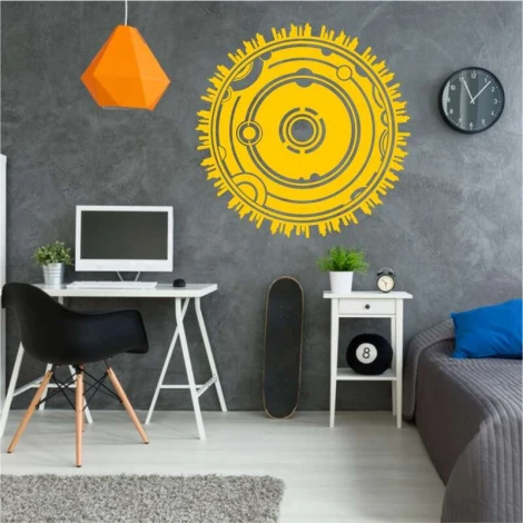 Abstract panorama wall template 2291 - Office decor. Gray walls, minimalist furniture, modern style.