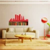 City skyline wall template 2295 - Living room decor with light-colored walls and minimalist furniture.
