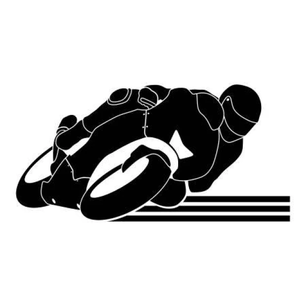 Motorcycle racing wall template 2330 - Graphic design featuring a moving motorcycle, rider, and dynamic lines.