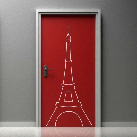 Eiffel Tower wall stencil 2292 - Graphic design featuring the tower\'s shape with clear lines and architectural details.