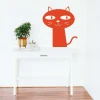 Curious cat painting template 2367 - Graphic design featuring a cat with big eyes and a long tail on a white background.