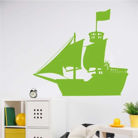 Sailboat painting template for kids 2276 - Decorated in a bright children\'s room with simple furniture.