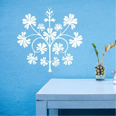 Ornamental tree painting template 2376 - A graphic design featuring symmetrical floral shapes and branches.