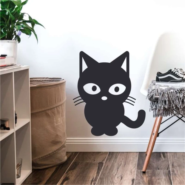 Kitten painting template 2365 - Decor for a child\'s room. Light-colored walls and natural style furniture.