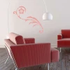 Painting template decoration 2232 - Living room setup. Red furniture on a wooden floor.