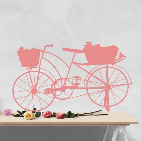 Bicycle painting template 2323 - Graphic design. Bike with basket, round wheels, simple frame line.