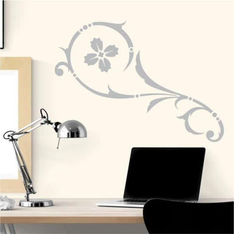 Painting template 2224 - Office decor. Light walls with plant elements.