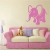 Elephant painting template for kids 2272 - Decor in a child\'s room with light walls and a pink sofa with cushions.