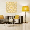Fantasy painting template 2234 - Living room arrangement. Light walls, striped sofa, lamp, and round table.