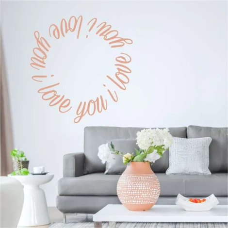 I love you 2338 painting template - Living room setup with light walls, modern furniture, and flowers in a vase.