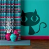 Cat painting template 2366 - Room setup with turquoise walls, striped curtains, and wooden floor.