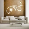 Decorative painting template 2223 - Living room setup with light furniture against a brown wall.