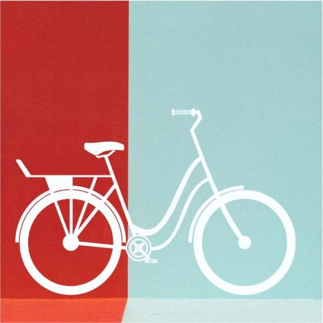 Retro bicycle stencil 2329 - Graphic design. Features large wheels and a simple frame.