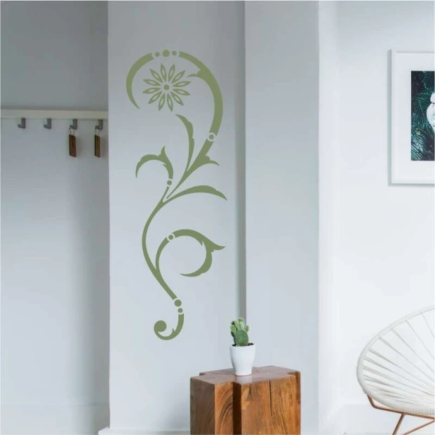 Painting template 2231 - Hallway decor. Light walls with plant elements.