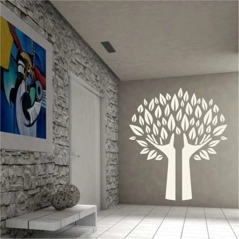 Wall template tree 2378 - Entryway design. Walls in gray-beige shade with a stone texture.