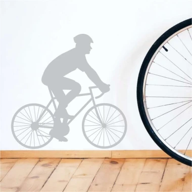 Wall template cyclist 2332 - Graphic design featuring a cyclist in motion on a bike with clear outlines.