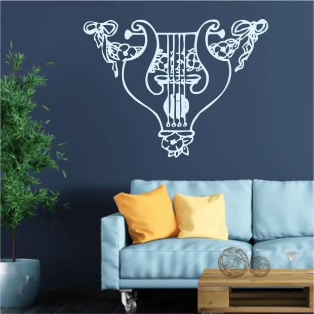 Lira 2248 wall template - Living room setup with a dark wall and light-colored furniture.