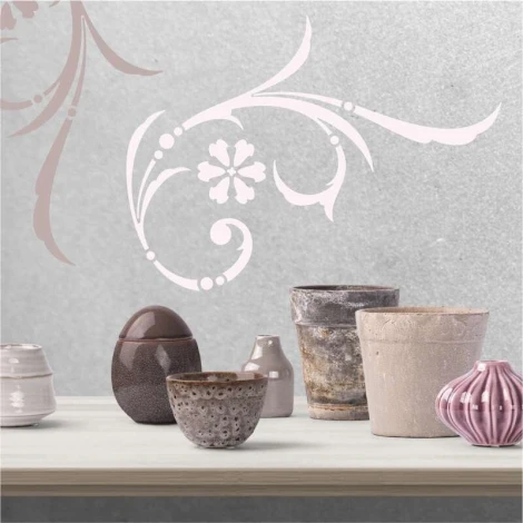 Wall template ornament 2229 - Kitchen decor. Light walls with rustic style elements.