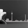 City skyline wall template 2282 - Living room arrangement with gray walls and modern furniture.