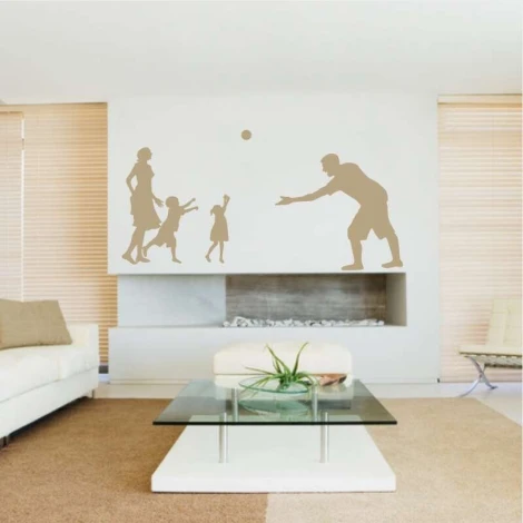 Family wall template 2273 - Living room arrangement with light walls and minimalist furniture.