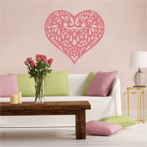 Heart wall template 2337 - Living room design with light-colored walls and natural wood furniture.