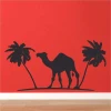 Wall template camel palms 2341 - Graphic design featuring a camel between two palms against a backdrop.