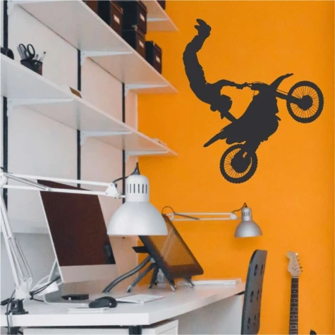 Motor sports painting template 2318 - Office arrangement with vibrant orange walls.