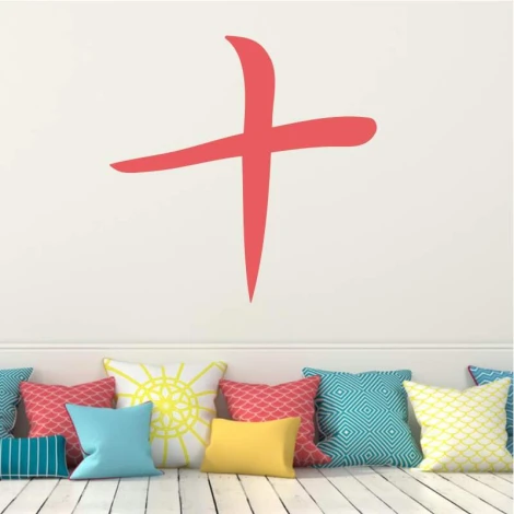 Japanese painting stencil symbol ten 2159 - Living room arrangement with light walls and colorful cushions.