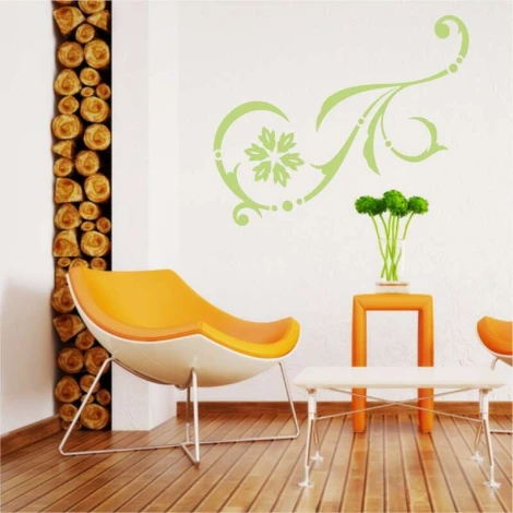 Decorative painting template 2216 - Living room setup with light walls, wooden floor, modern style.