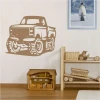 Off-road vehicle painting template 2331 - Decor for a child\'s room. Light-colored walls, wooden furniture.