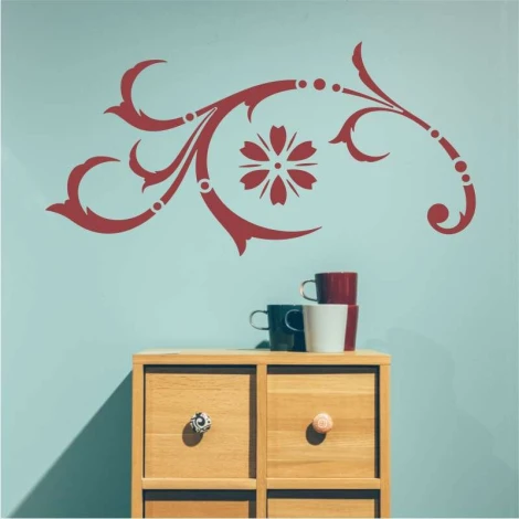 Painting template decoration 2215 - Room arrangement with light-colored wall and natural wood furniture.