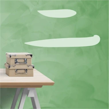 Japanese painting template symbol two 2151 - Kitchen arrangement with green walls and simple furniture design.
