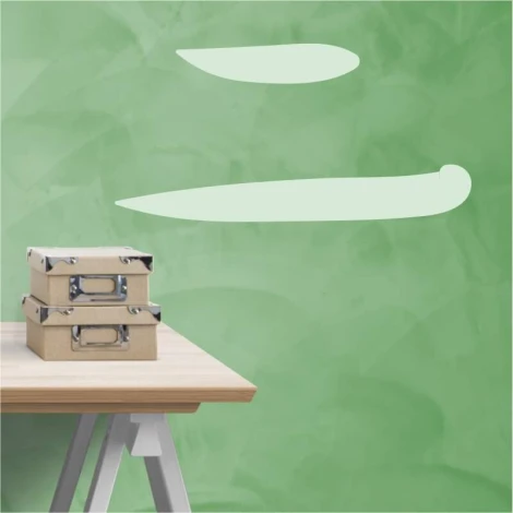 Japanese painting template symbol two 2151 - Kitchen arrangement with green walls and simple furniture design.