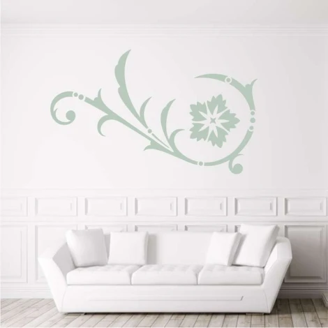 Painting template ornament 2219 - Living room arrangement. Light walls with white panels.