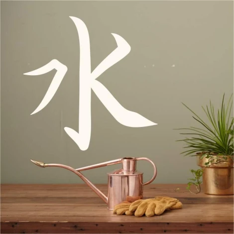 Japanese water symbol painting template 2175 - Kitchen arrangement with green walls and wooden furniture.
