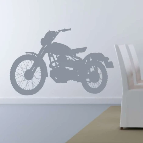 Motorcycle wall template 2325 - Graphic design featuring a side profile with clear lines, frame shape, and wheels.