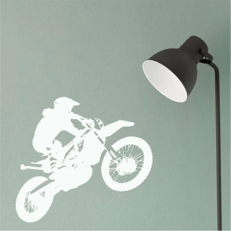Motorcycle wall template 2319 - Graphic design featuring a biker in motion against a backdrop.