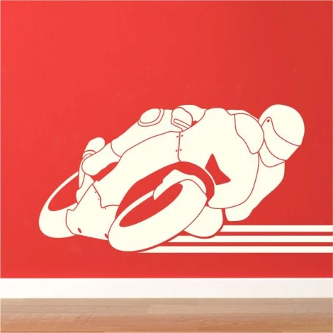 Wall template motorcycle racing 2330 - Graphic design. Motorcycle in motion with dynamic lines.