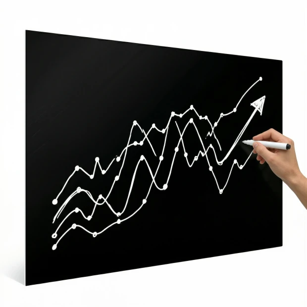 Custom black dry-erase board for marker writing - Graphic design. Dark surface with a smooth texture.